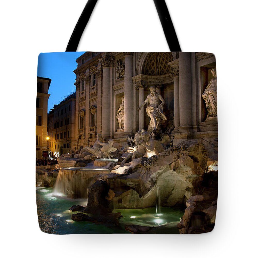 Pedestrian Tote Bag featuring the photograph Walking Through Rome At Night by Mitch Diamond