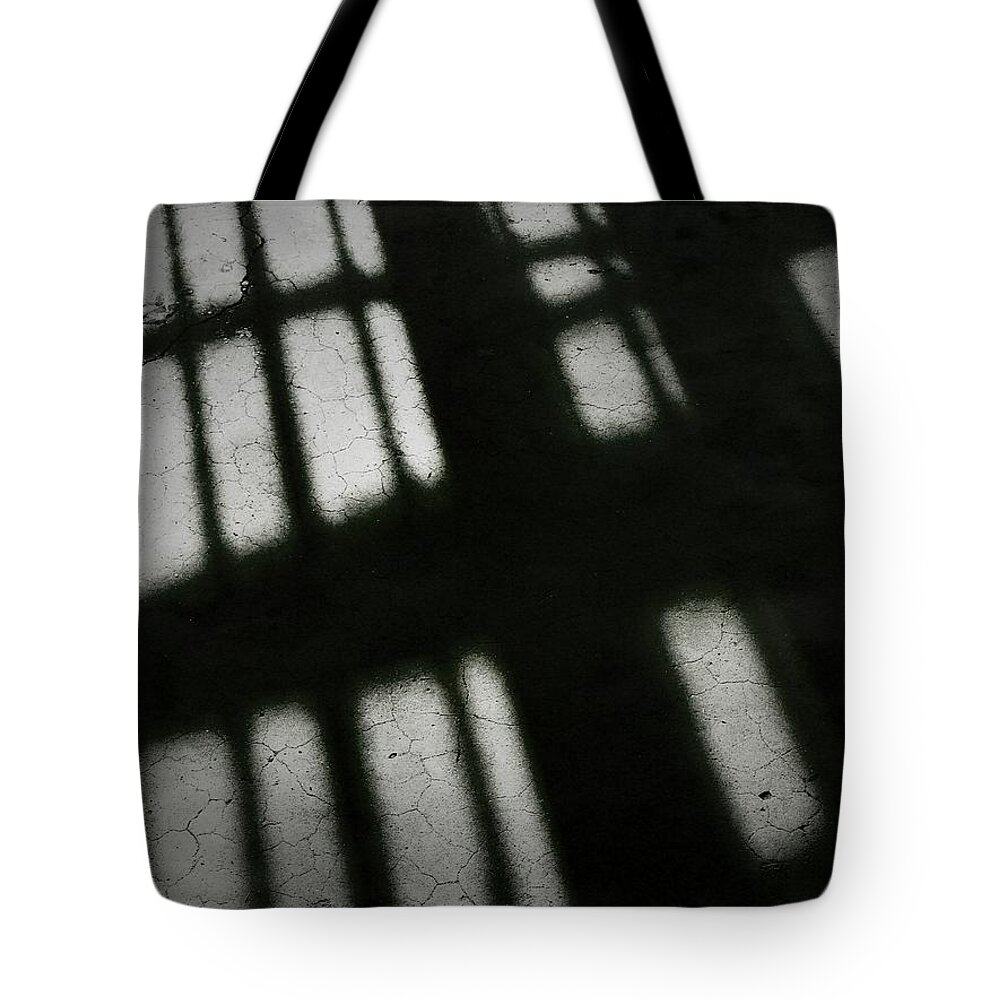 Shades Tote Bag featuring the photograph Wall Shadows by Joan Reese