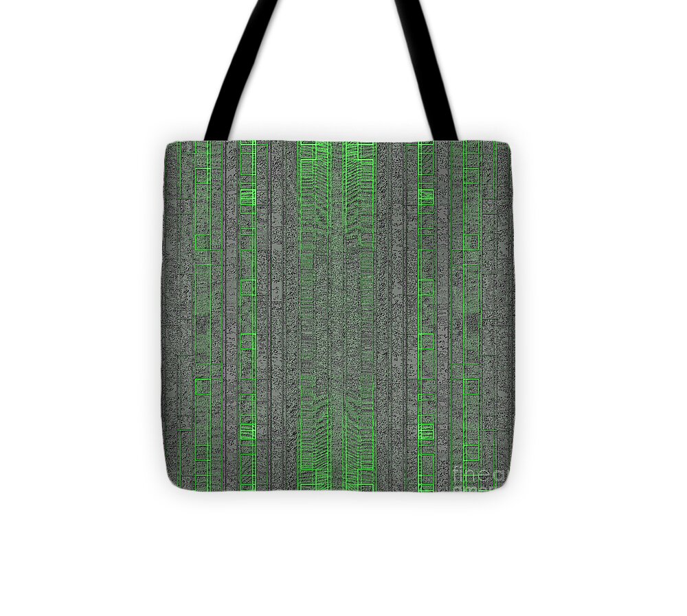 Design Tote Bag featuring the mixed media Wallpaper-mandoxocco-matrixa.green by Mando Xocco