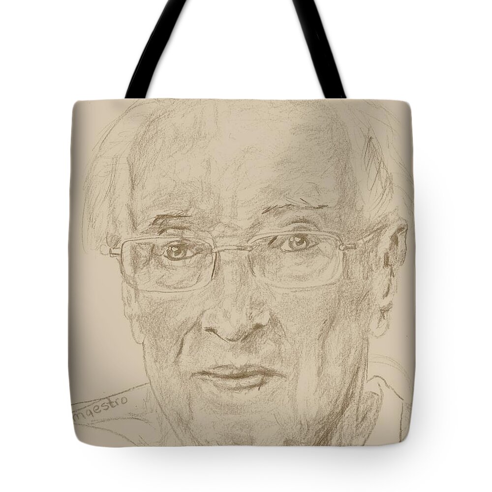 Memory Care Tote Bag featuring the drawing Walter by PainterArtist FIN