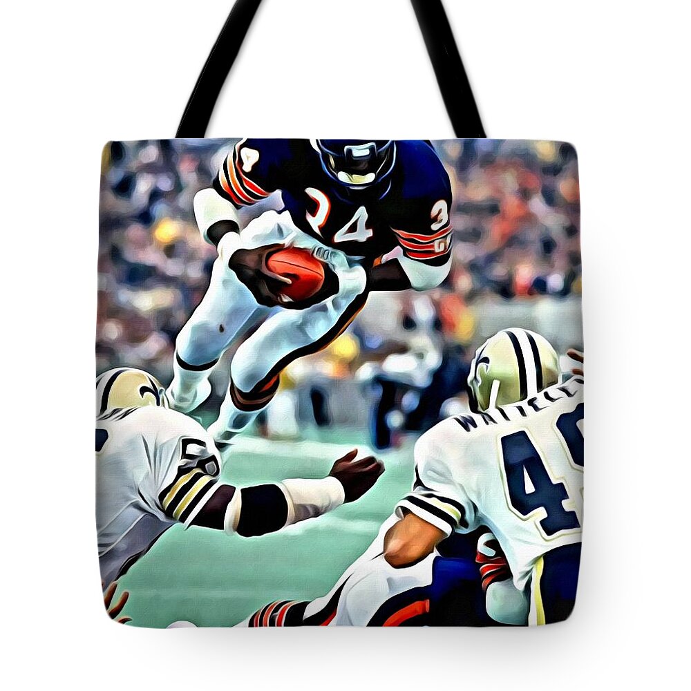 Walter Tote Bag featuring the painting Walter Payton by Florian Rodarte