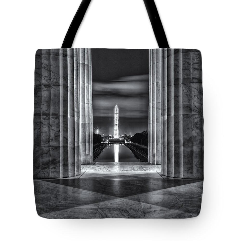 Clarence Holmes Tote Bag featuring the photograph Washington Monument from Lincoln Memorial II by Clarence Holmes