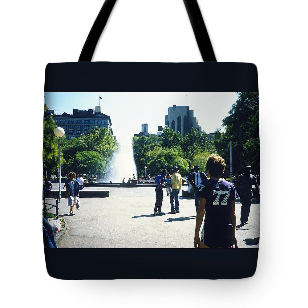 Washington Square Tote Bag featuring the photograph Washington Square Park 1984 by Gordon James