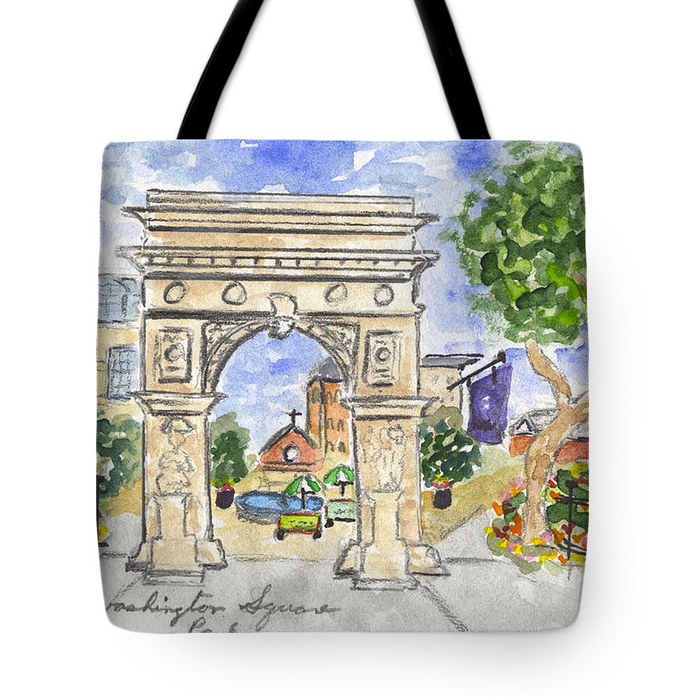Washington Square Park Tote Bag featuring the painting Washington Square Park by AFineLyne