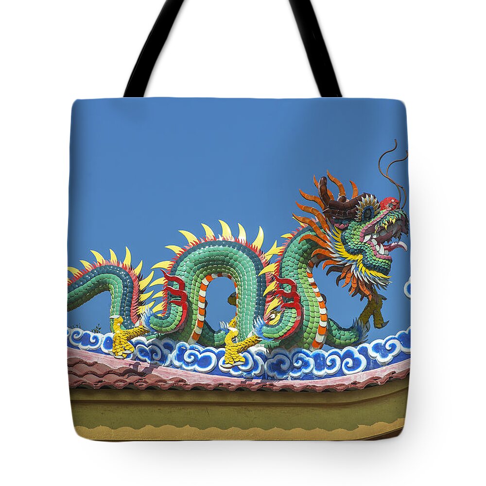 Temple Tote Bag featuring the photograph Wat Bang Phueng King Taksin Shrine Dragon Roof DTHB1883 by Gerry Gantt