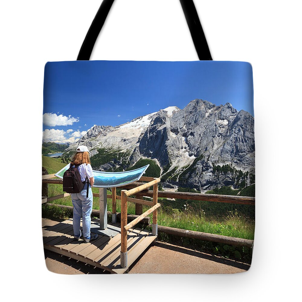 Adult Tote Bag featuring the photograph watching Marmolada mount by Antonio Scarpi