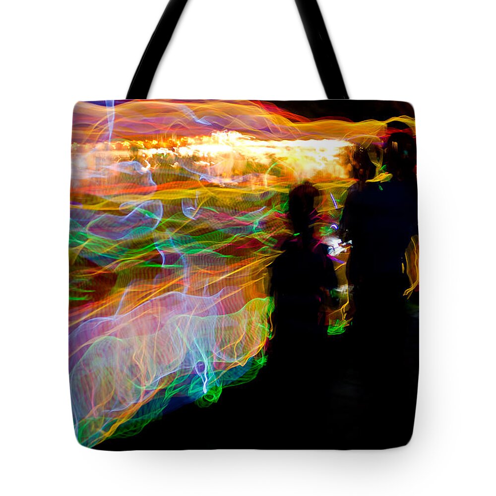 Water Tote Bag featuring the photograph Watching The Woven Light Parade by Christie Kowalski