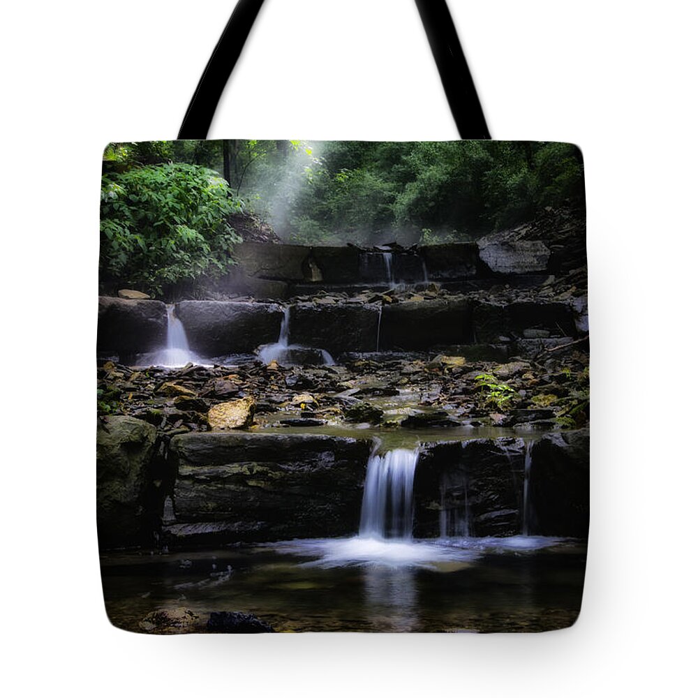 Water Tote Bag featuring the photograph Water Steps in Fairmount Park by Bill Cannon
