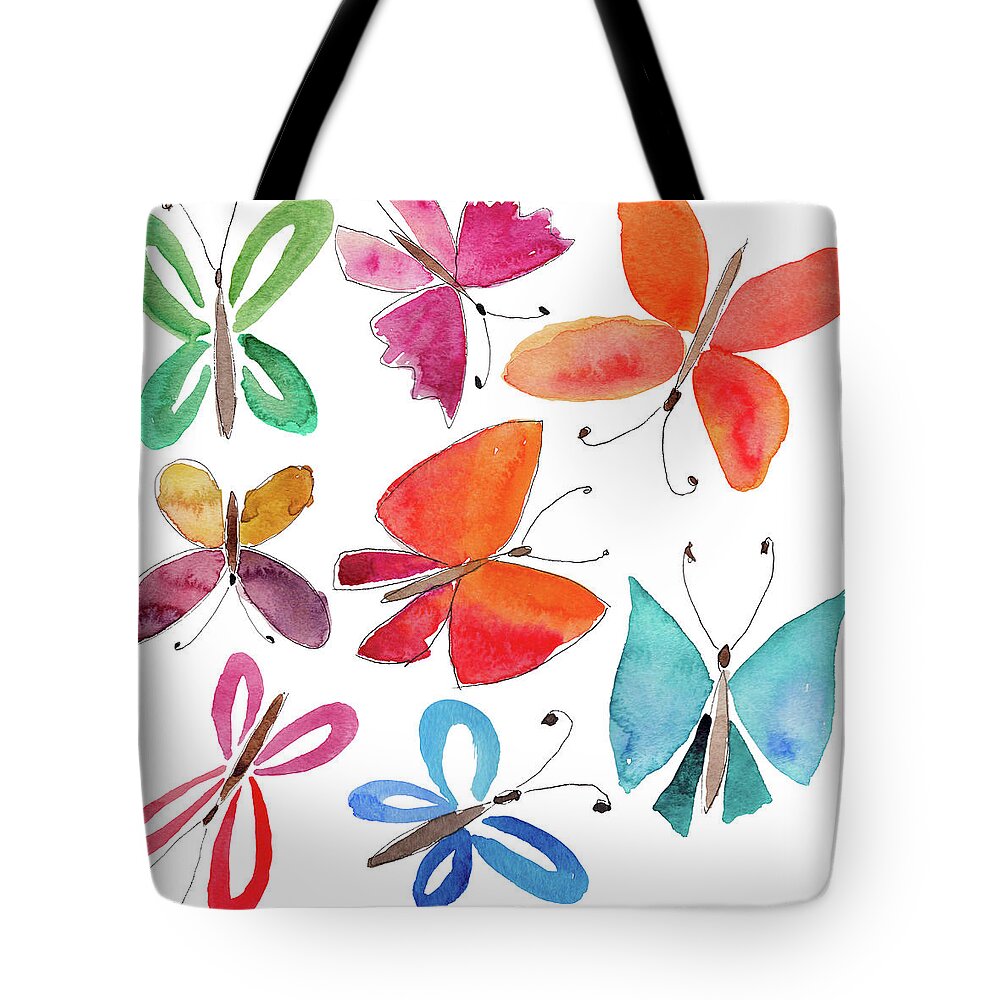 Watercolor Painting Tote Bag featuring the digital art Watercolor Butterflies by Anndoronina