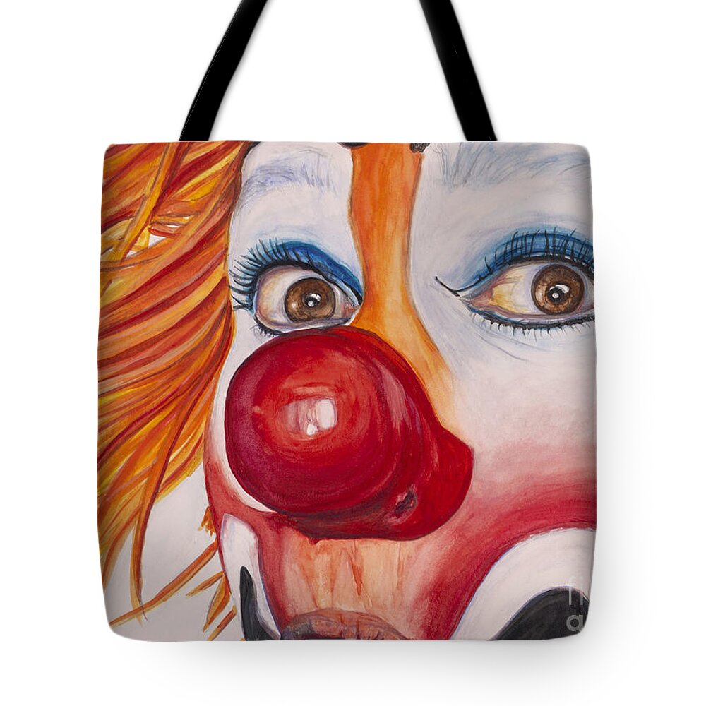 Clown Tote Bag featuring the painting Watercolor Clown #10 Payaso Kiruz Bazo by Patty Vicknair