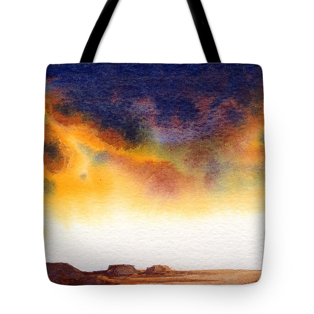 Watercolor Tote Bag featuring the painting Mesa by Konnie Kim