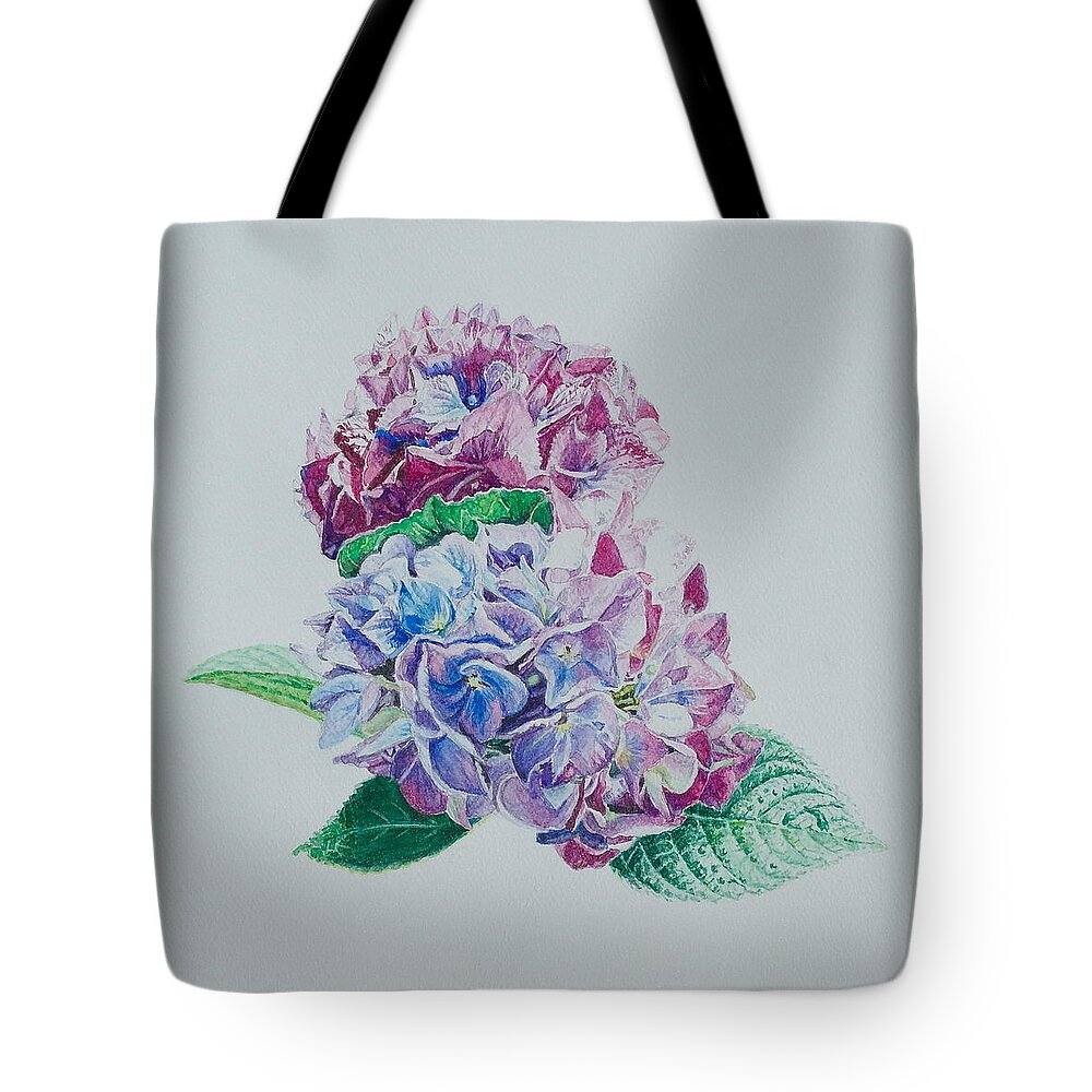 Flower Painting Tote Bag featuring the painting Watercolored Hydrangea by Michele Myers