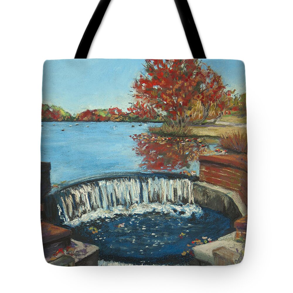Waterfall Tote Bag featuring the painting Waterfall Brookwood Hall by Susan Herbst