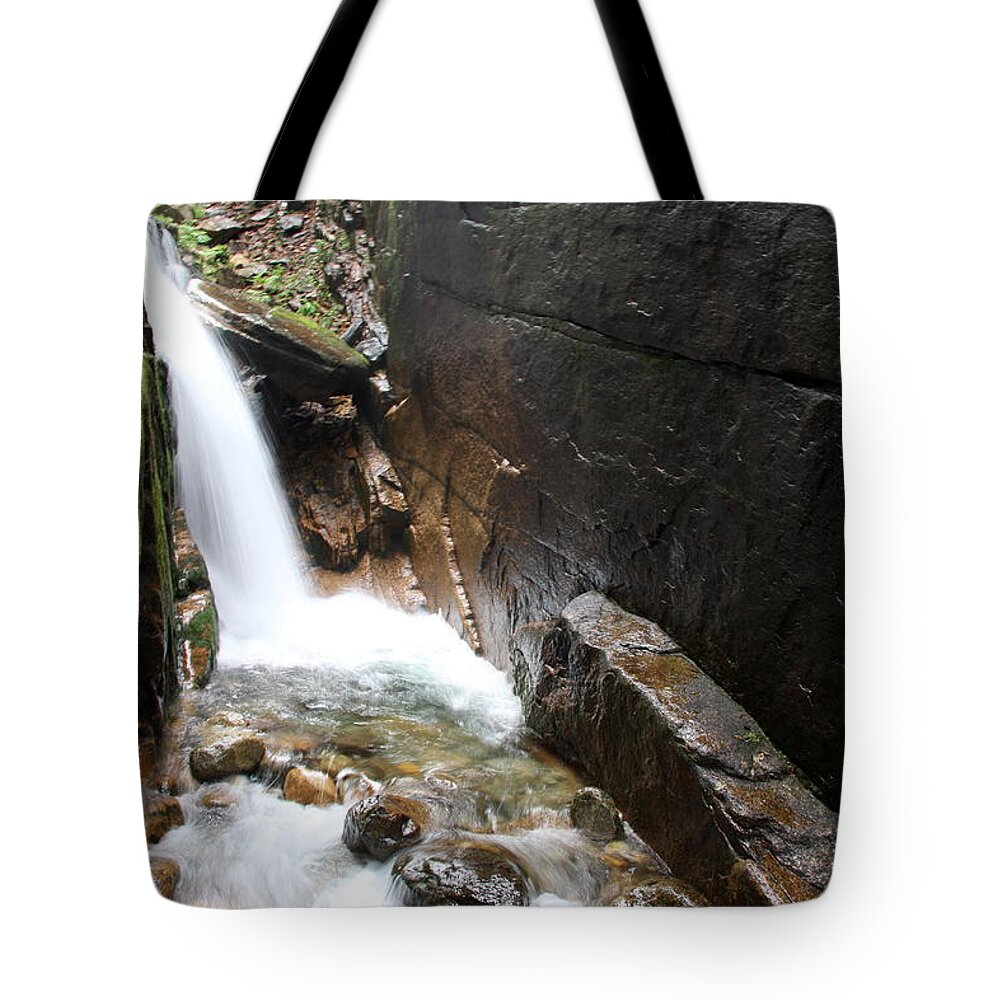 Waterfall Tote Bag featuring the photograph Waterfall Flume Gorge - NH by Christiane Schulze Art And Photography