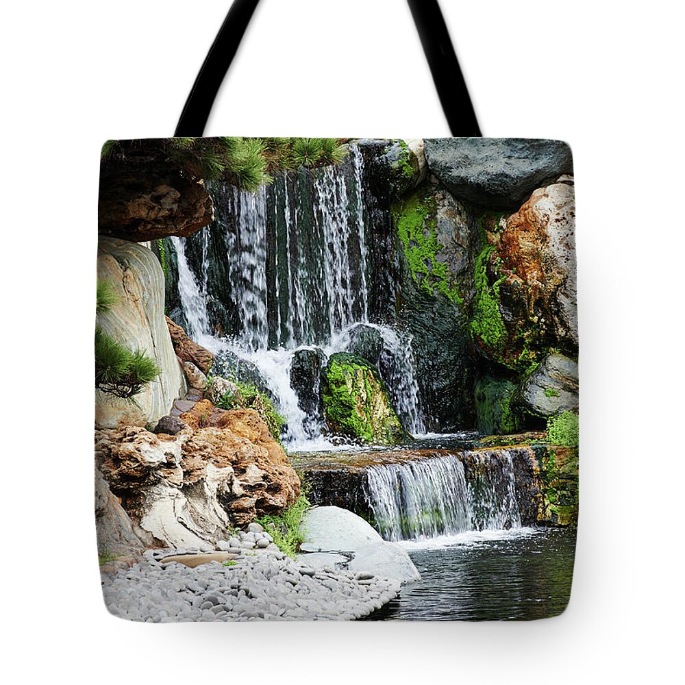 Nan Lian Garden Tote Bag featuring the photograph Waterfall by Tanukiphoto