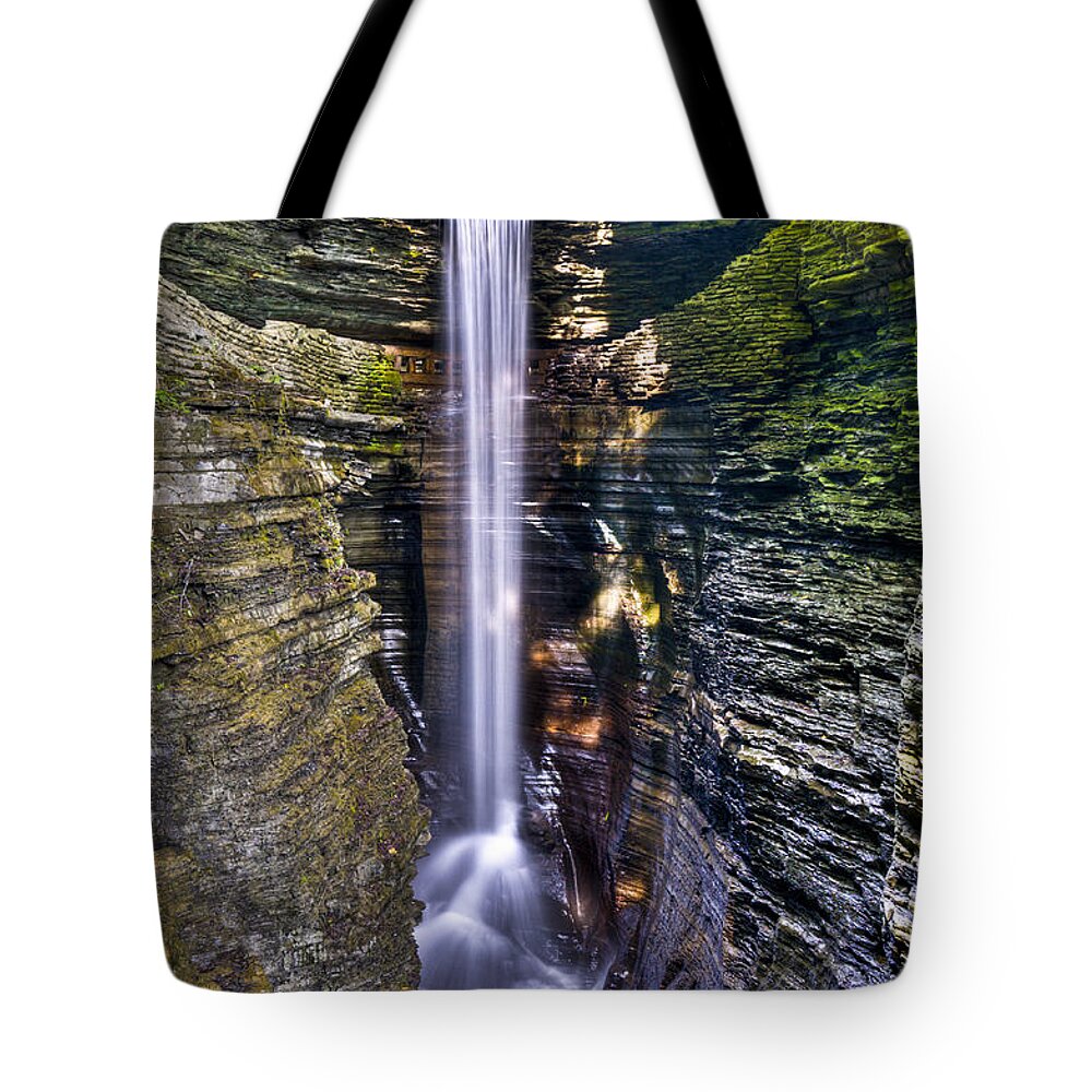 Watkins Glen Tote Bag featuring the photograph Watkins Glen Cascade by Anthony Sacco