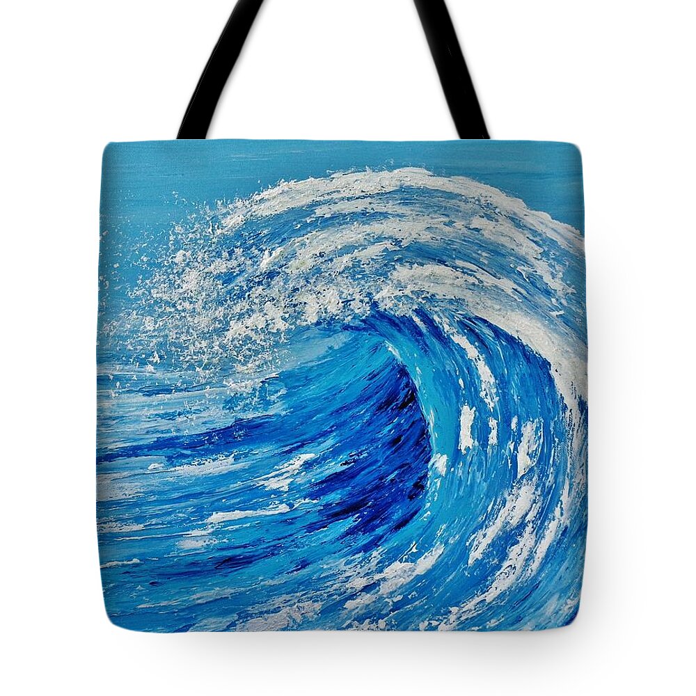 Print Tote Bag featuring the painting Wave by Katherine Young-Beck