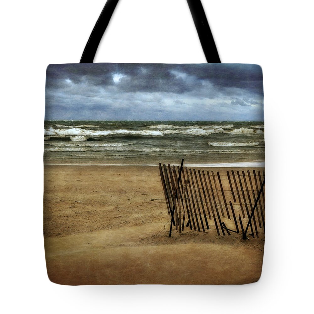 Blue Tote Bag featuring the photograph Waves and Clouds by Michelle Calkins