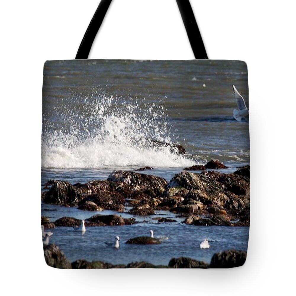 Waves Tote Bag featuring the photograph Waves Wind and Whitecaps by John Telfer
