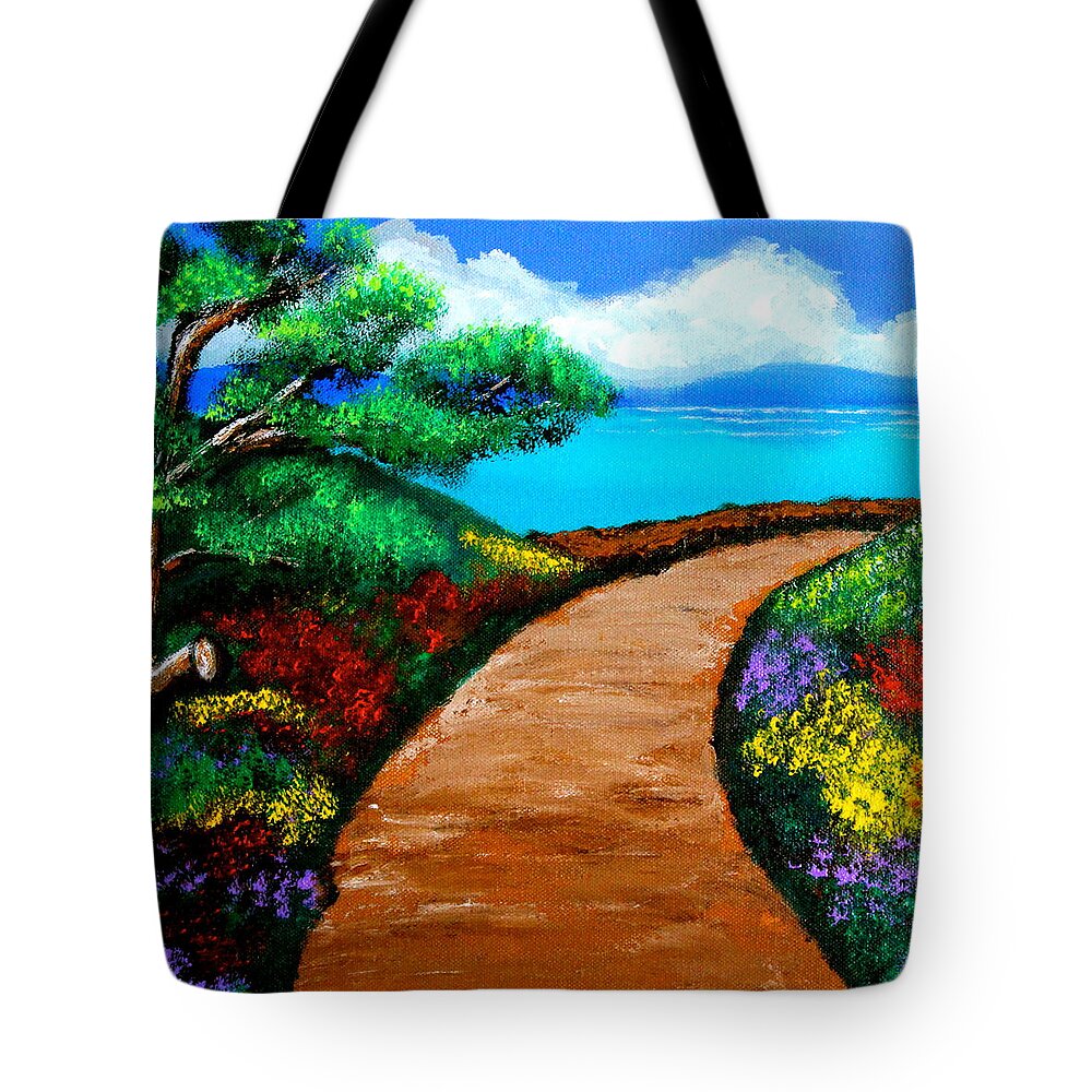 Way Tote Bag featuring the painting Way to the Sea by Cyril Maza