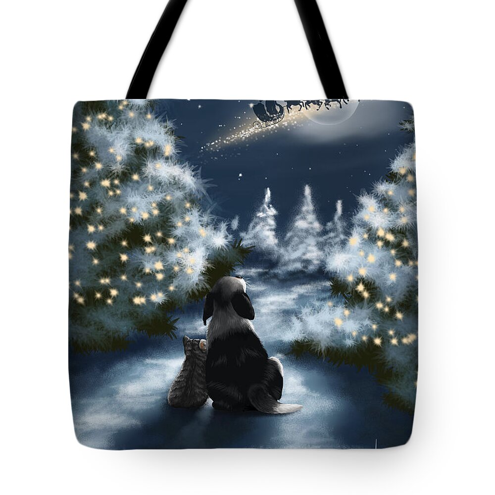 Christmas Tote Bag featuring the painting We are so good by Veronica Minozzi