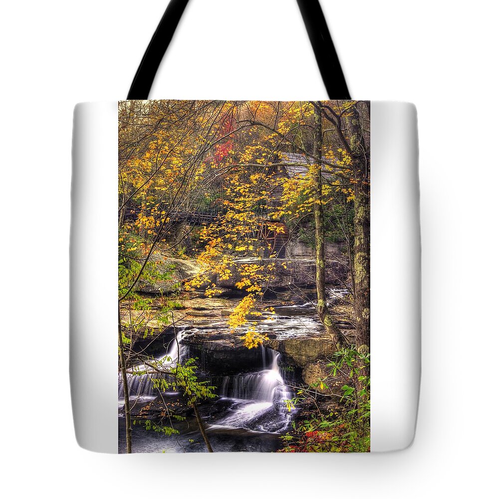 Glade Creek Tote Bag featuring the photograph We Have Reached the Mill - Glade Creek Grist Mill Babcock State Park West Virginia - Autumn by Michael Mazaika