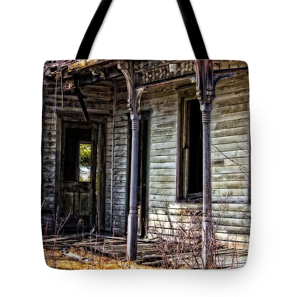 Abandoned Tote Bag featuring the photograph Weathered and Worn by Ms Judi