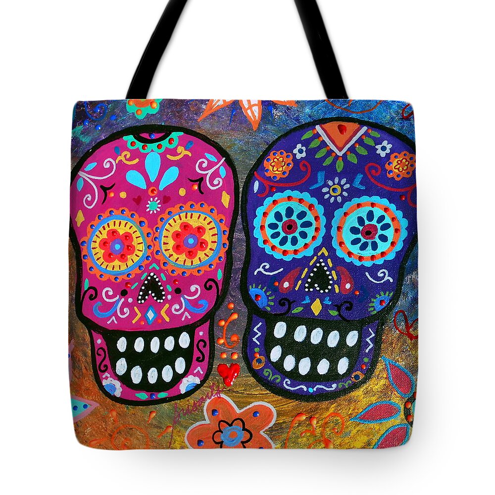 Day Of The Dead Tote Bag featuring the painting Wedding Couple Dia De Los Muertos by Pristine Cartera Turkus