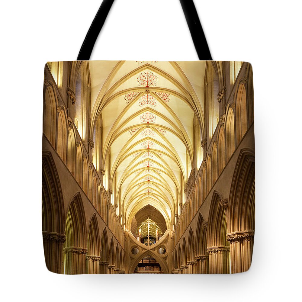 Tranquility Tote Bag featuring the photograph Wells Cathedral by Ray Bradshaw