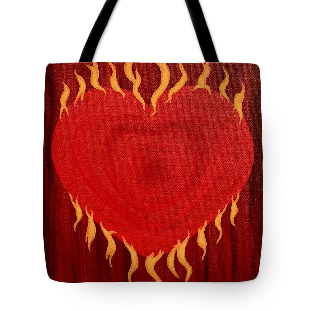Heart Tote Bag featuring the painting Were Not Our Hearts Burning Within Us by Michele Myers