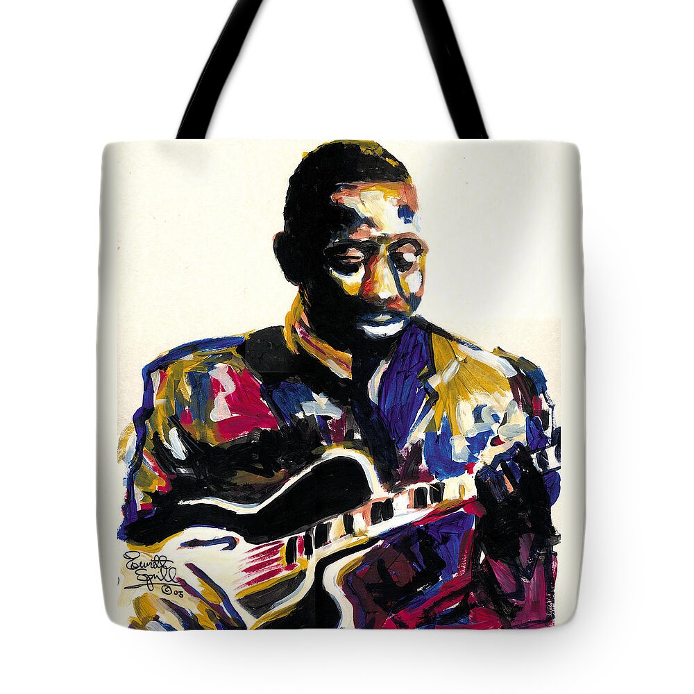 Abstract Art Tote Bag featuring the painting Wes Montgomery by Everett Spruill