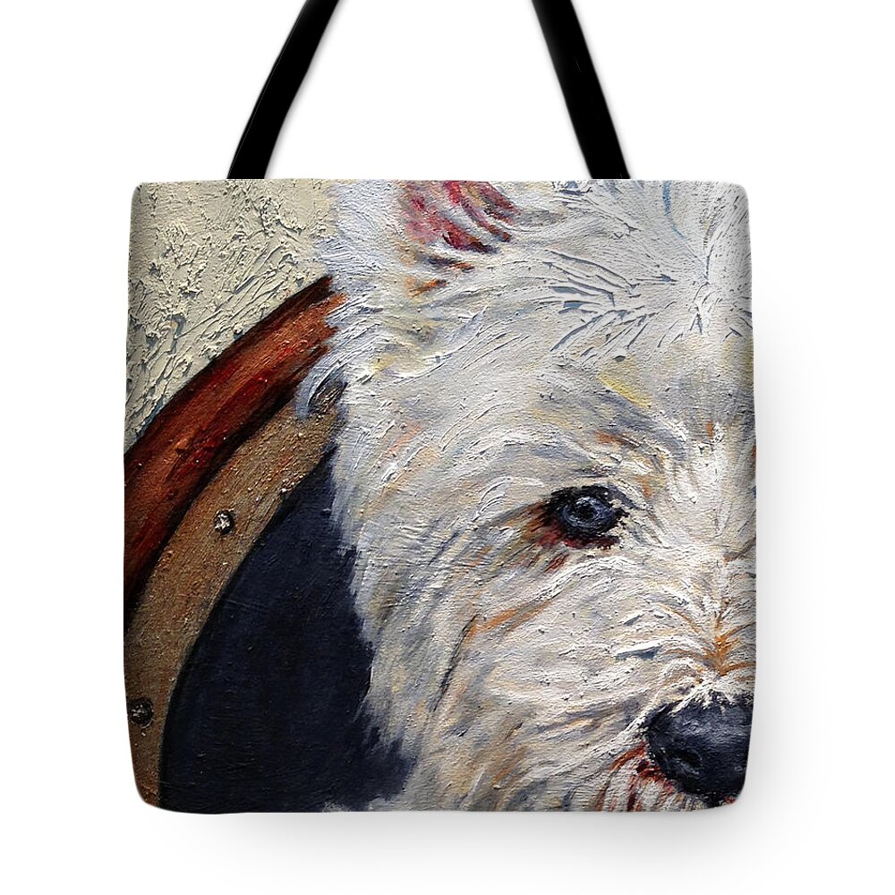 Custom Pet Portraits Tote Bag featuring the painting West Highland Terrier Dog Portrait by Portraits By NC