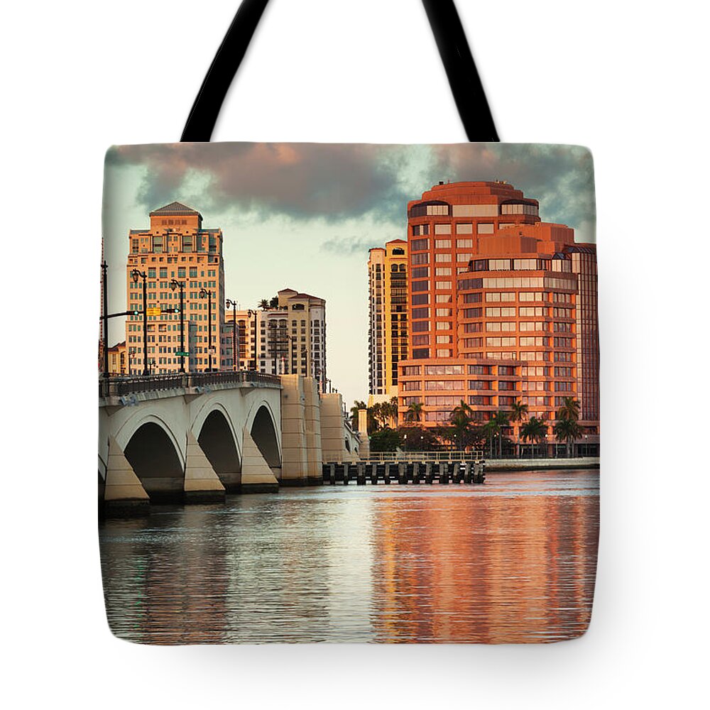 Tranquility Tote Bag featuring the photograph West Palm Beach, Florida, Exterior View by Walter Bibikow