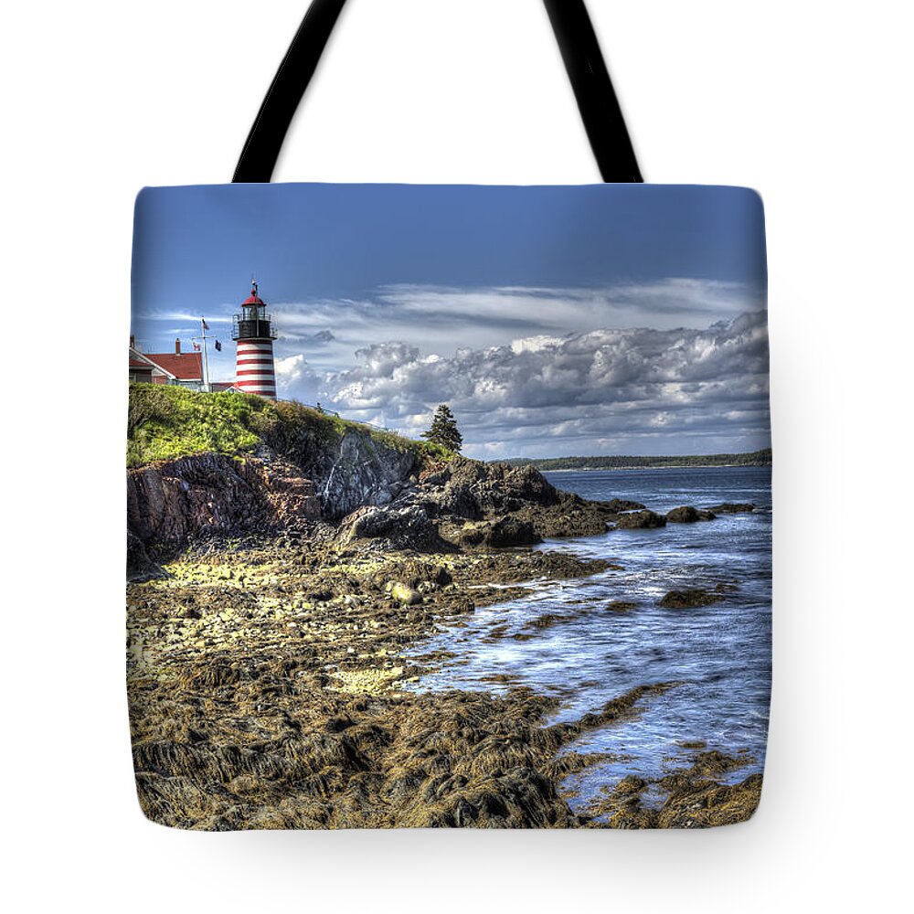 Lighthouse Tote Bag featuring the photograph West Quoddy Lubec Maine Lighthouse by Shawn Everhart