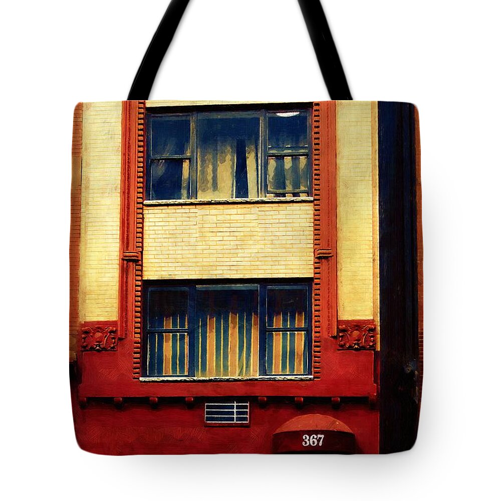 Door Tote Bag featuring the painting West Side Walk Up by RC DeWinter