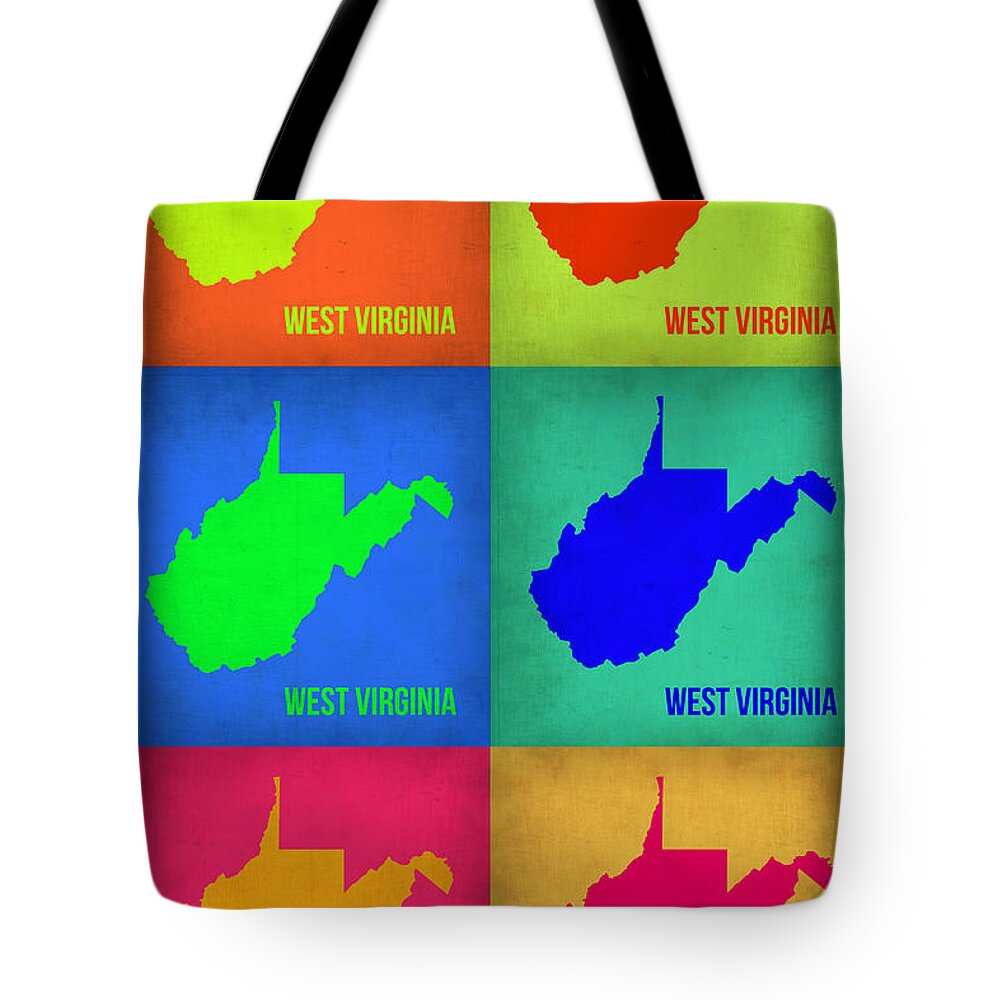 West Virginia Map Tote Bag featuring the painting West Virginia Pop Art Map 1 by Naxart Studio