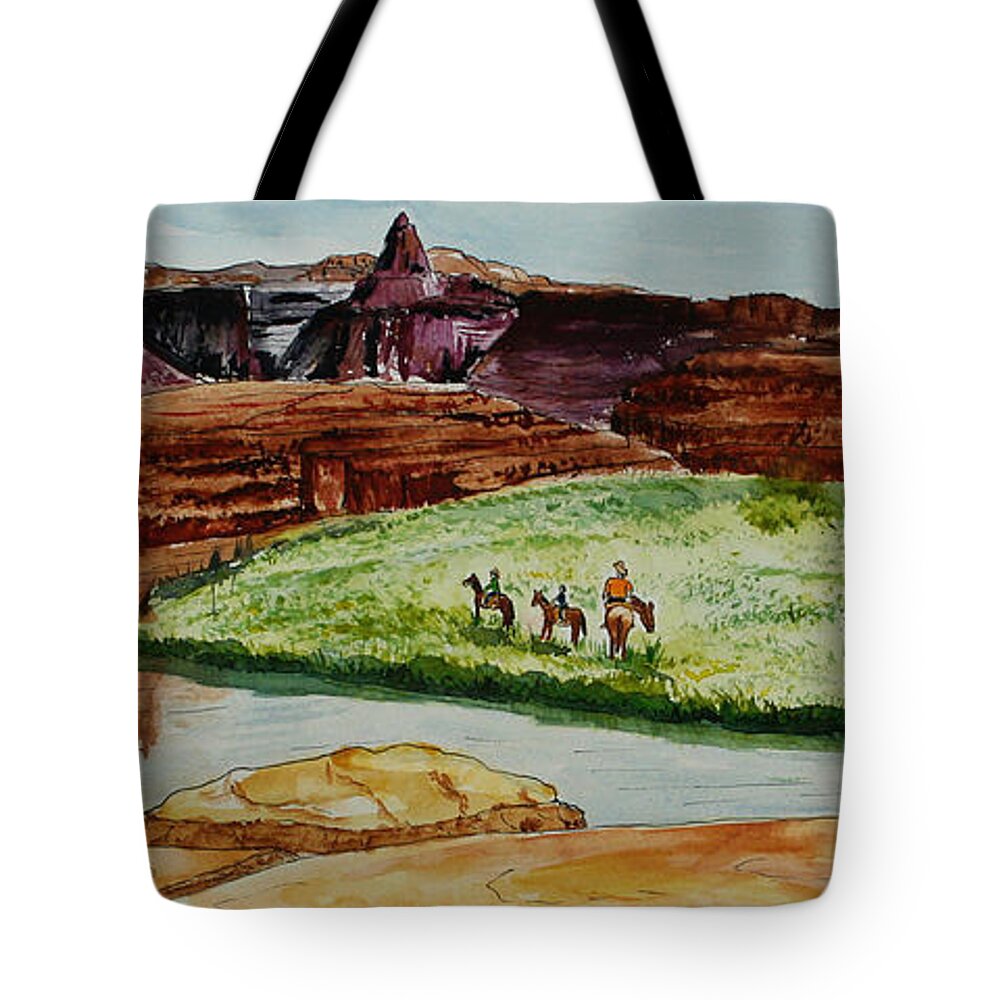 Grand Canyon Tote Bag featuring the painting Western Canyons by Janis Lee Colon