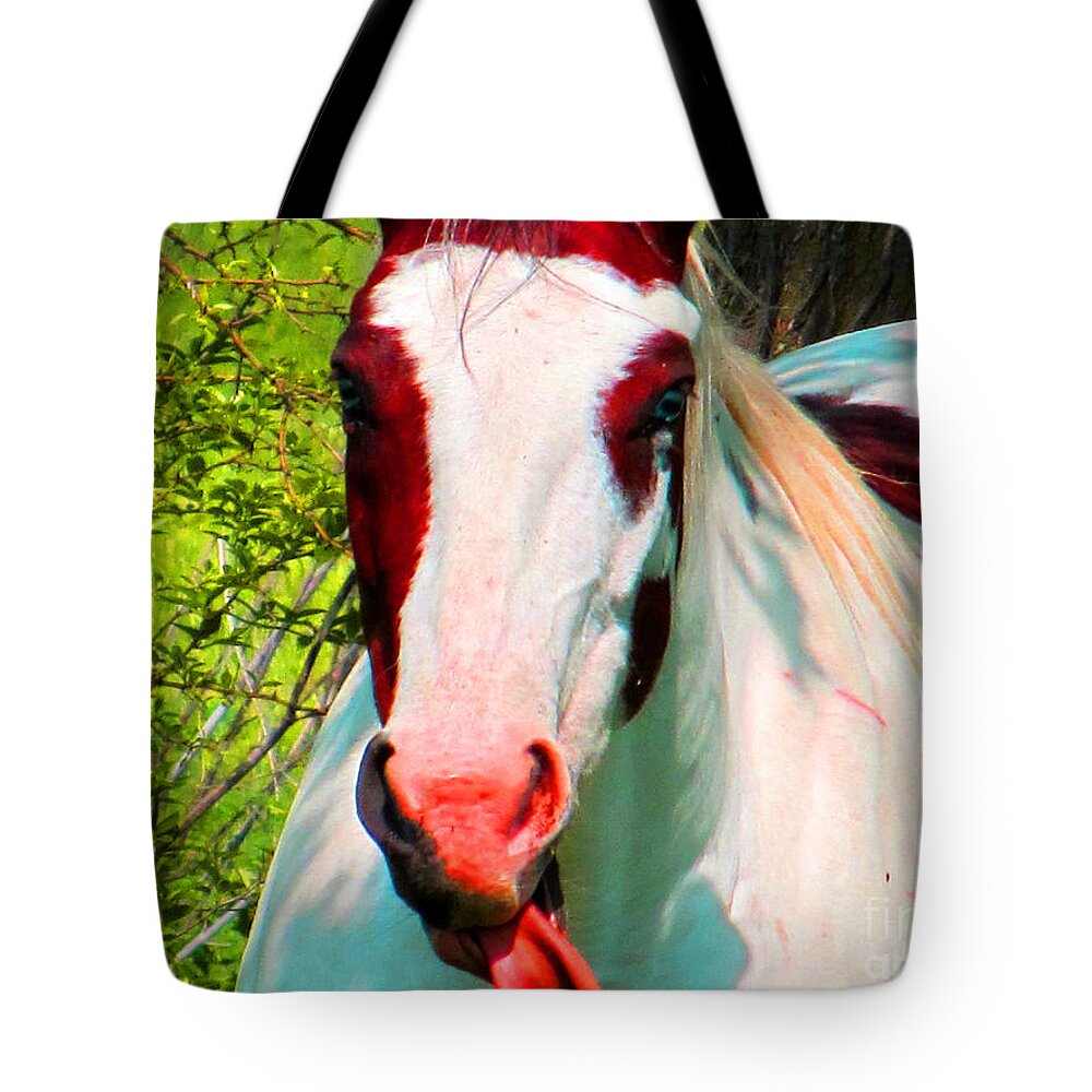 Horse Tote Bag featuring the photograph What Does it Mean ? by Tina M Wenger