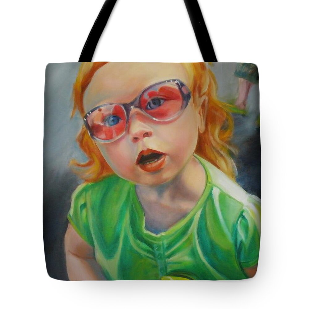 Fine Art Tote Bag featuring the painting What Mama? by Kaytee Esser