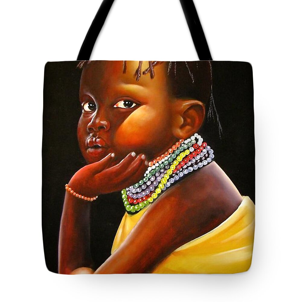 African Paintings Tote Bag featuring the painting What's Going On? by Chagwi