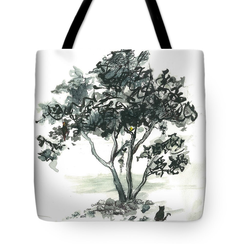 Tree Tote Bag featuring the painting Studying the Menu by Maria Hunt