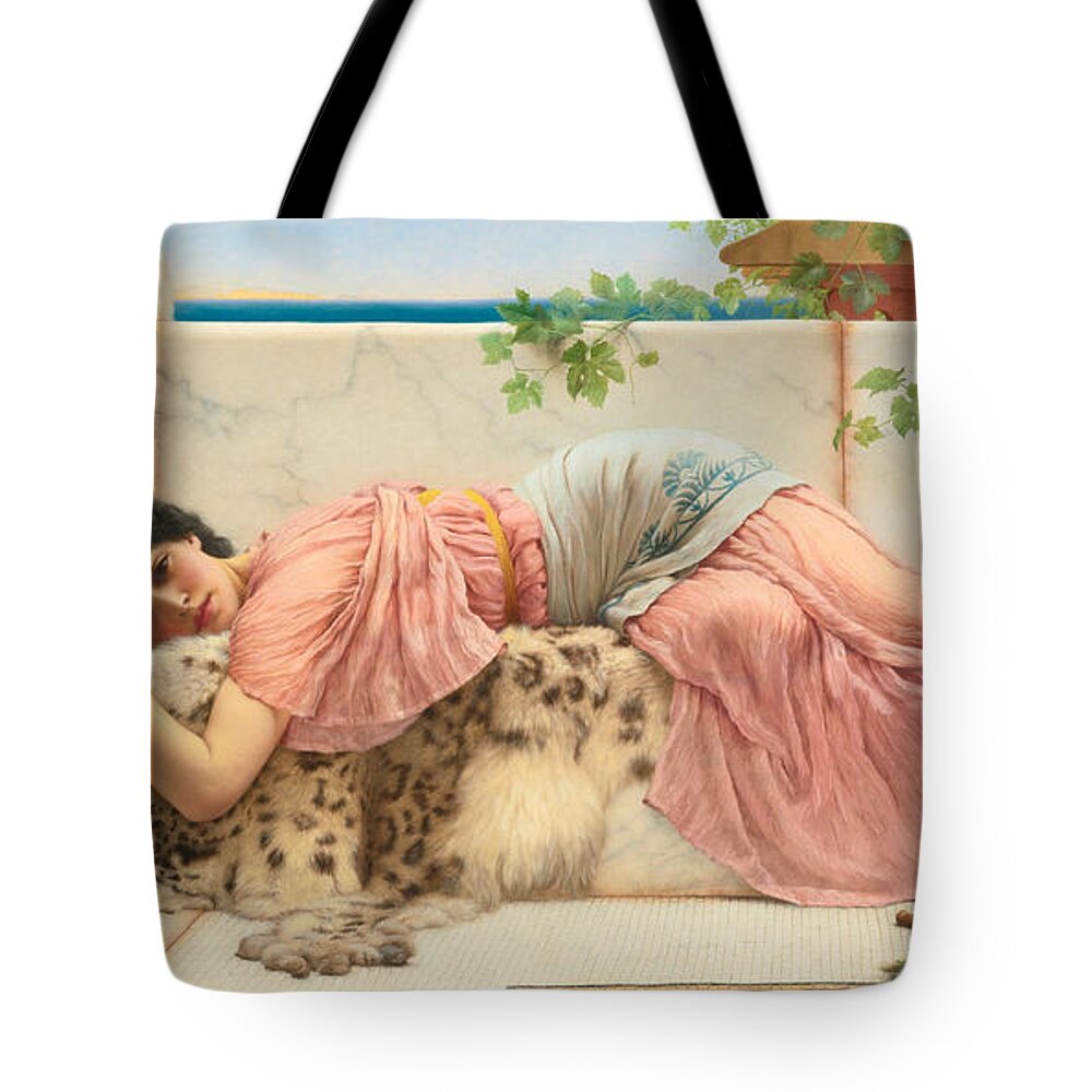 John William Godward Tote Bag featuring the painting When the Heart is Young by John William Godward