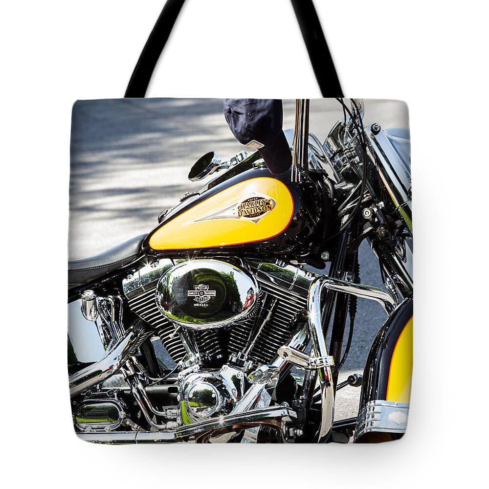 Cap Tote Bag featuring the photograph Where Do You Hang a Harley Cap by Ed Gleichman