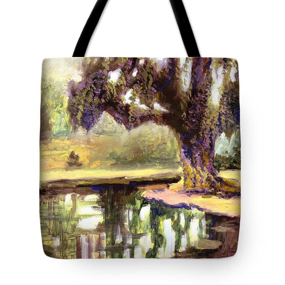 Wisteria Tote Bag featuring the painting Where it all started by Melissa Herrin