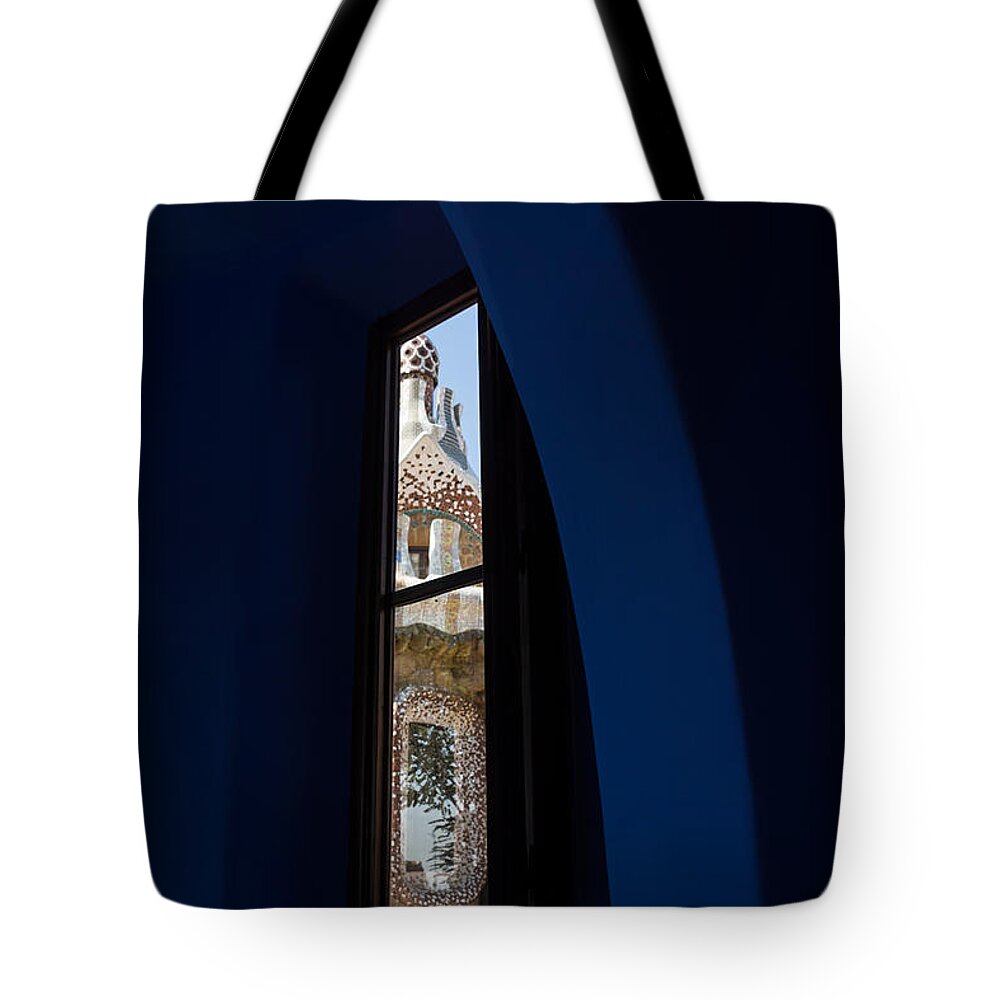 Fanciful Tote Bag featuring the photograph Whimsical Fanciful Antoni Gaudi - Inside and Outside by Georgia Mizuleva