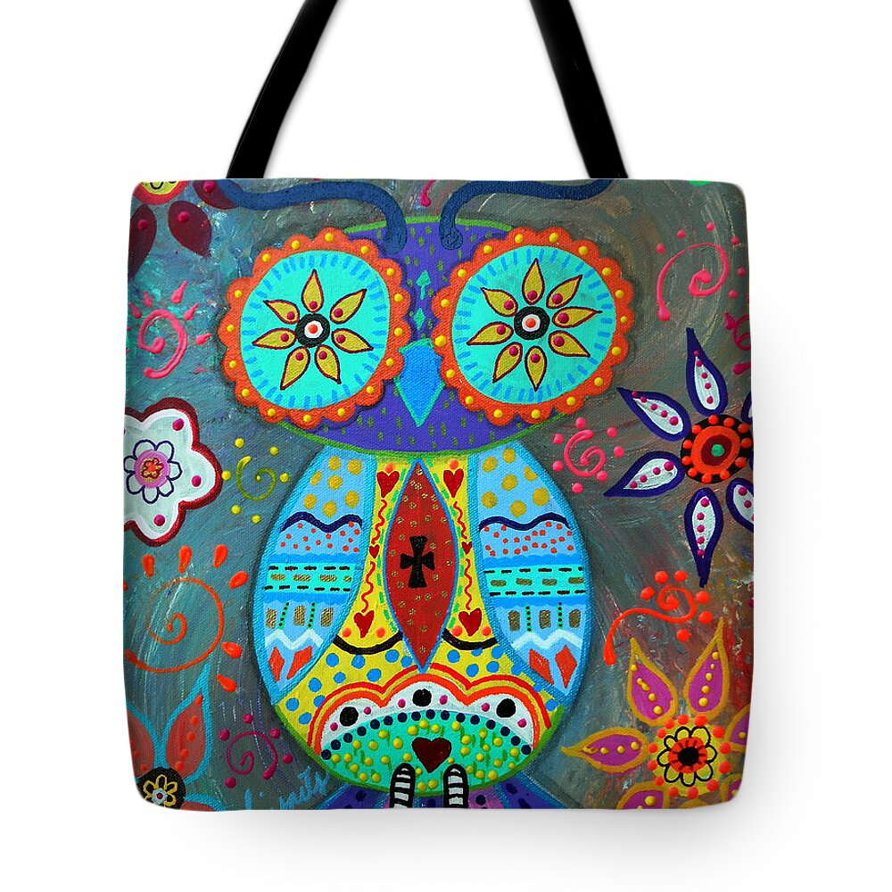 Whimsical Tote Bag featuring the painting Whimsical Wise Owl by Pristine Cartera Turkus