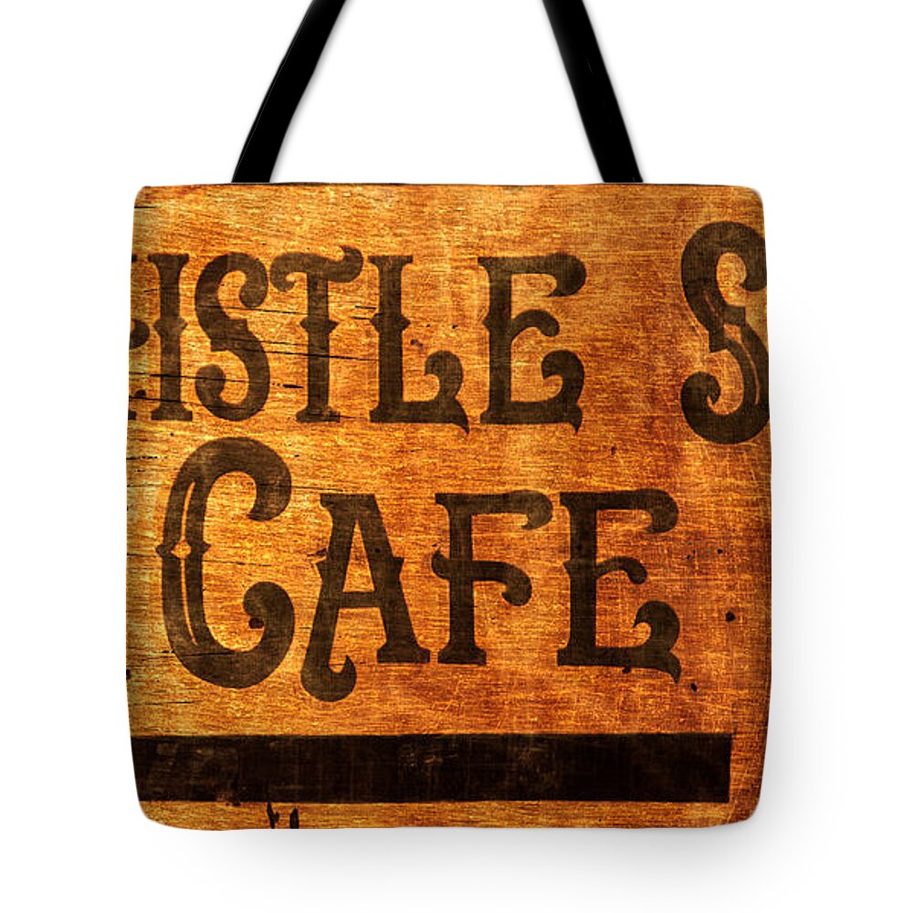 Whistle Stop Cafe Tote Bag featuring the photograph Whistle Stop Cafe Sign by Mark Andrew Thomas