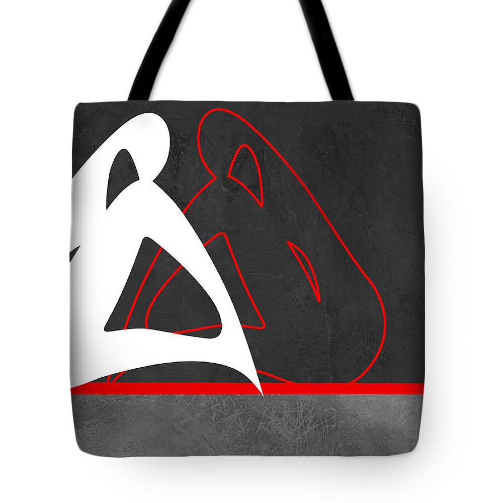 Abstract Tote Bag featuring the painting White and Red by Naxart Studio