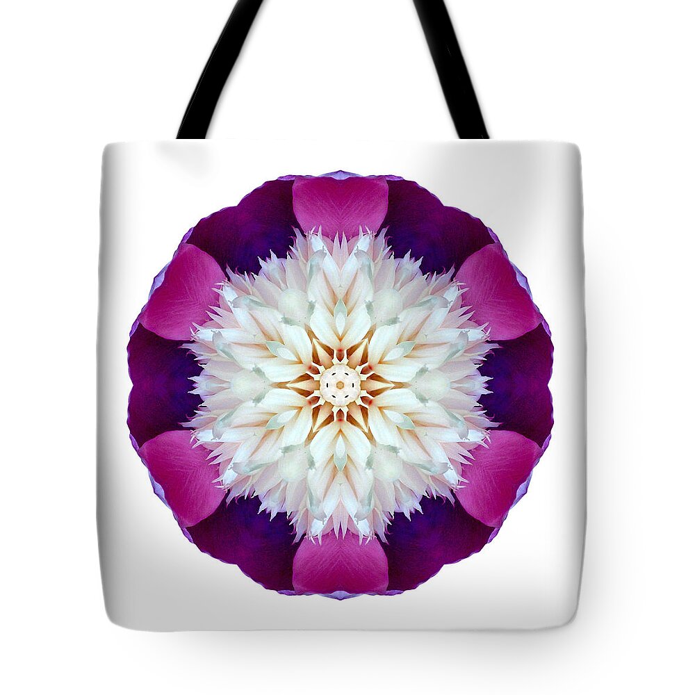 Flower Tote Bag featuring the photograph Bowl of Beauty Peony II Flower Mandala White by David J Bookbinder