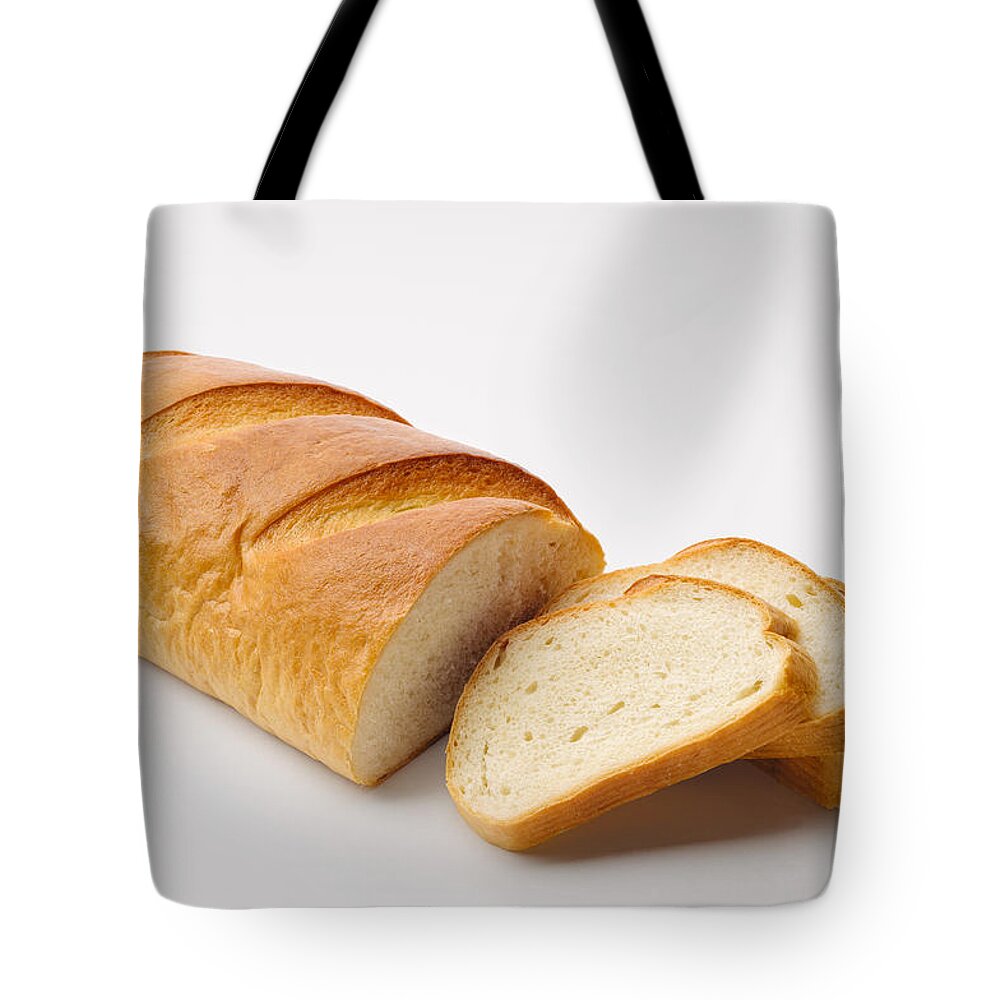Background Tote Bag featuring the photograph White Bread with Slices by Alain De Maximy
